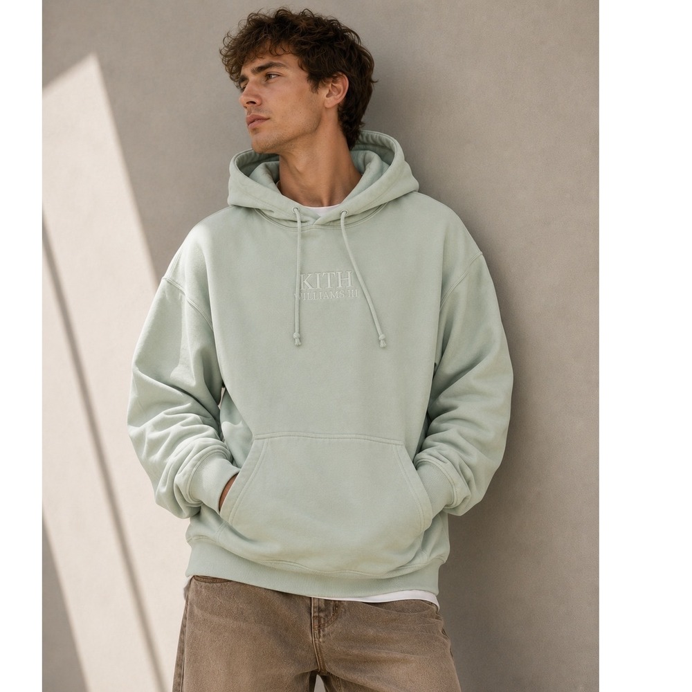 Kith Williams III Hoodie XL Mint Green KH2429 Embroidered Logo Pullover Mens